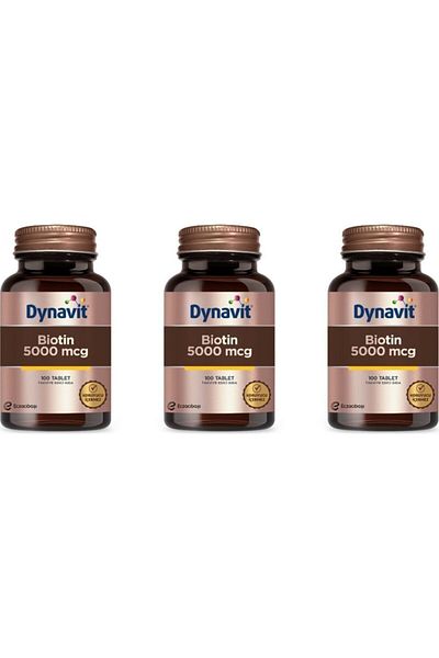 Eczacıbaşı Dynavit Biotin - 5000Mcg 100 Capsules, 3 Pack
