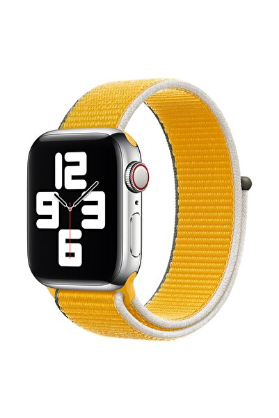 Kyver Apple Watch ile Uyumlu Seri 11 / 10 42mm, Seri 9/8/7/6/SE 3 Loop Kordon 41/40/38mm Ayçiçeği Sarı