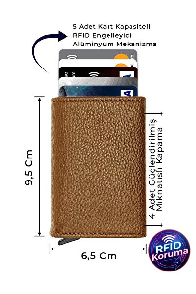 Garbalia Кафяв мъжки портфейл с държач за карти с автоматичен механизъм