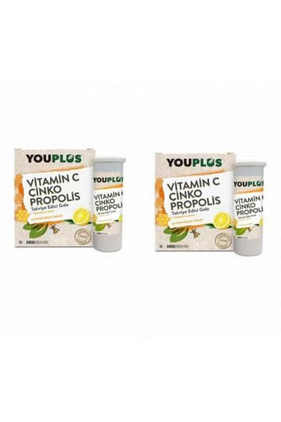 Youplus Vitamin C and Çıngo Propolis Effervescent Tablet - Food Supplement 2 Pieces
