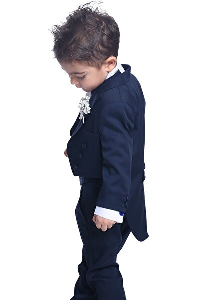 ceocuk Navy Blue Children's Tuxedo Frock Coat