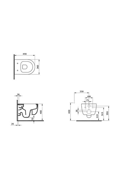 Bocchi V-tondo Rimless Asma Klozet Kanalsız Kısa Kapak Hariç Mat Kahverengi 1417-025-0128