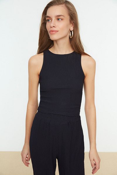 Trendyol Collection Πλεκτή μπλούζα Navy Blue Crop TWOSS22BZ0338