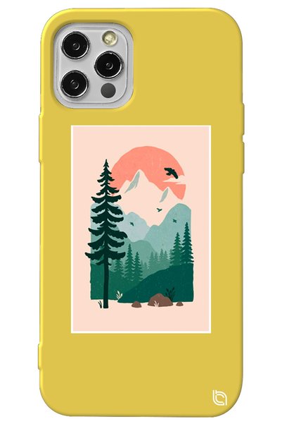 WANNA PROTECT iPhone 13 Pro Yellow Colored Wild Oak Velvet Patterned Silicone...