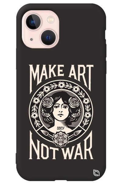 WANNA PROTECT iPhone 13 Black Color Make Art Not War Velvet Patterned Silicon...