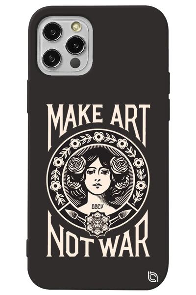WANNA PROTECT iPhone 13 Pro Black Color Make Art Not War Velvet Patterned Sil...