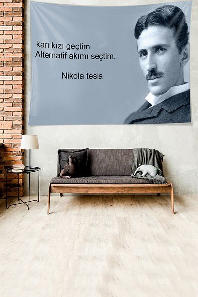 on the clouds Nikola Tesla Espri Tapiserie de perete din țesătură texturată din catifea rezistentă la pete