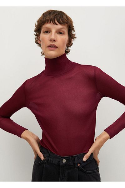 MANGO Woman Tricou Roșu Claret pentru damă