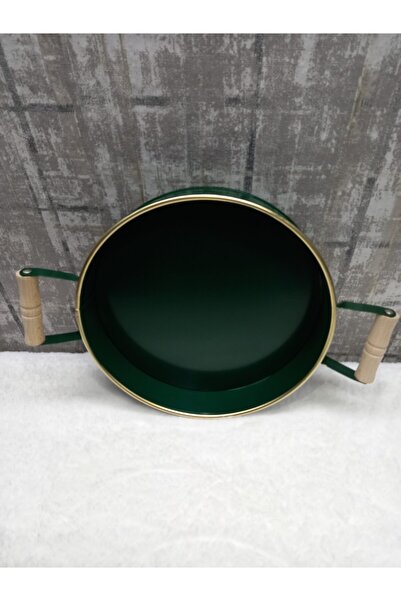 söğüthome Ahşap Kulplu Metal Tepsi