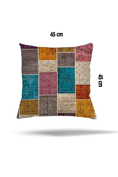 on the clouds Față de pernă cu model floral etnic cu patchwork geometric - fermoar ascuns