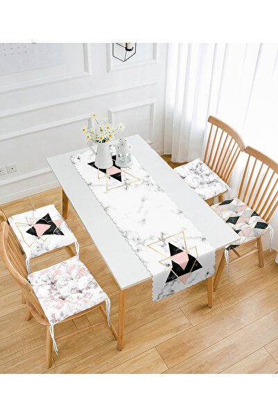 Realhomes Desene geometrice pentru podea din marmură Set de 4 perne pentru sc...