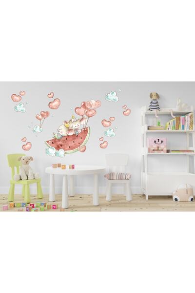efekt reklam Prieteni drăguți care zboară cu pepene verde Copii Cameră pentru bebeluși Tapet adeziv Accesorii Ornament Autocolant