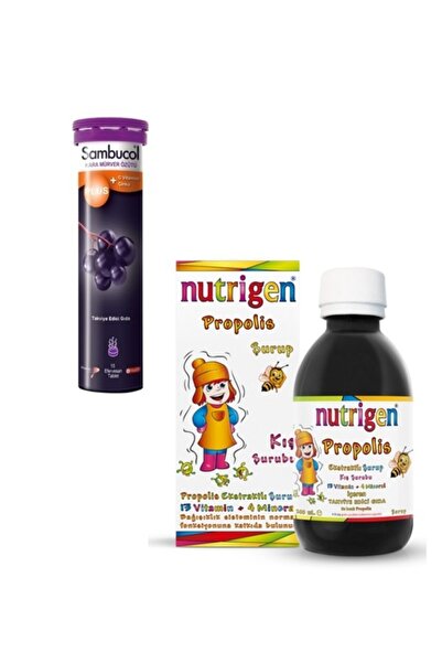 Sambucus Sambucol Plus Kara Mürver + C Vitamini Çinko 15 Tablet + Çocuklar Için Propolis Kış Şurubu 200 Ml