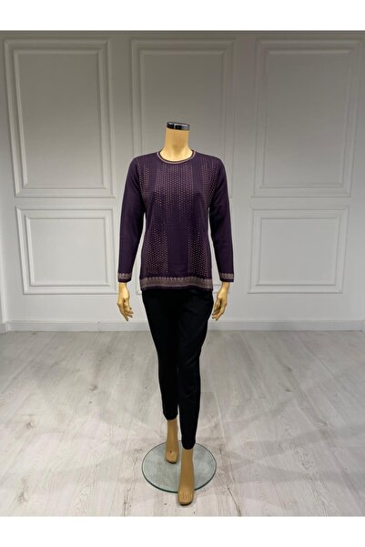 Gürkan Triko Гюркан 0 Фартуковий візерунок Фіолетовий трикотажний светр