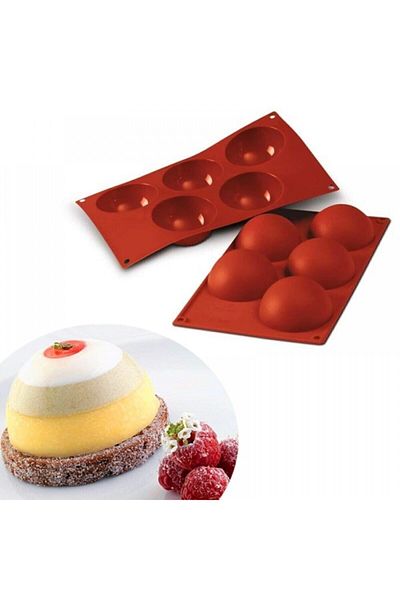Coşan Pastacılık Set of 5 Silicone Round Jelly - Hemisphere Mold