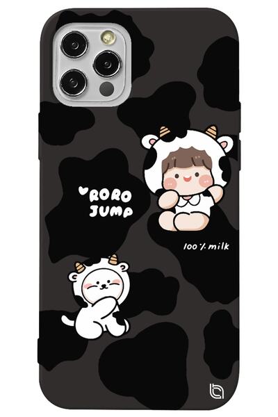 WANNA PROTECT iPhone 13 Pro Black Color Cow Velvet Patterned Silicone Phone Case