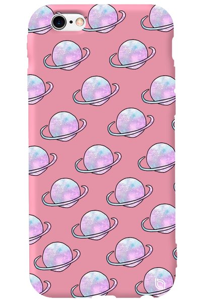 WANNA PROTECT iPhone 6 6S Pink Colored Saturn Velvet Patterned Silicone Phone...