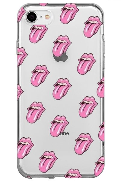 WANNA PROTECT iPhone 8 Lips Lip Design Patterned Transparent Silicone Phone Case