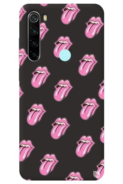WANNA PROTECT Xiaomi Redmi Note 8 Black Color Lips Inner Velvet Patterned Sil...