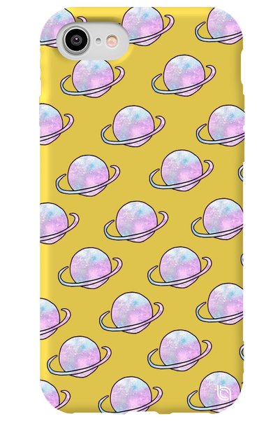 WANNA PROTECT iPhone 7 Yellow Colored Saturn Velvet Patterned Silicone Phone ...