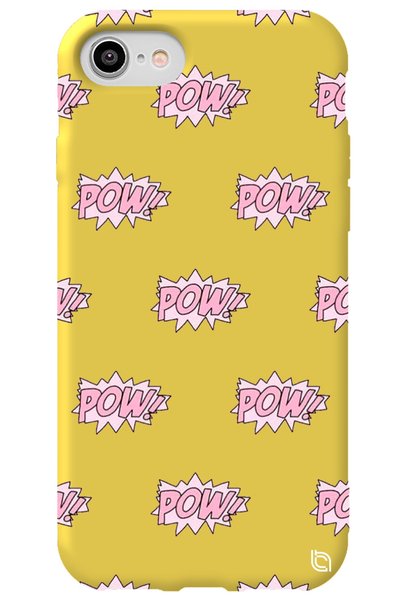 WANNA PROTECT iPhone 7 Yellow Colored Pow Velvet Patterned Silicone Phone Case