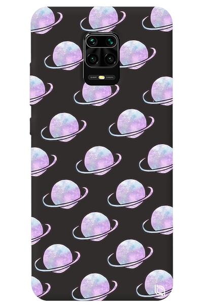 WANNA PROTECT Xiaomi Redmi Note 9S Black Color Saturn Velvet Patterned Silico...