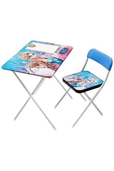BULDUK Karlar Ülkesi Katlanabilir Ders Çalışma Masası + Sandalyesi Kız Öğrenc...