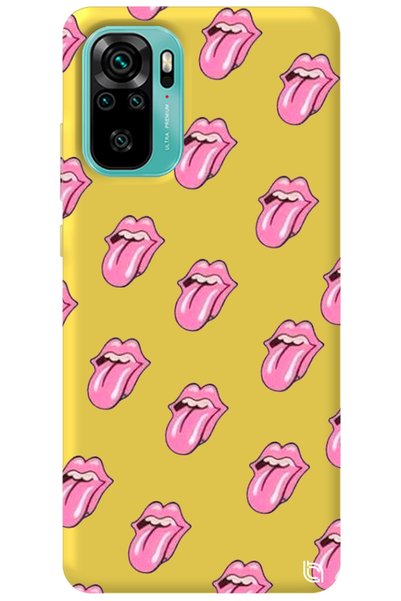 WANNA PROTECT Xiaomi Redmi Note 10S Yellow Colored Lips Velvet Patterned Sili...
