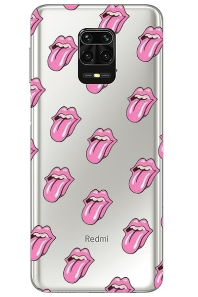 WANNA PROTECT جراب سيليكون شفاف منقوش بتصميم شفاه لهاتف Xiaomi Redmi Note 9 Pro