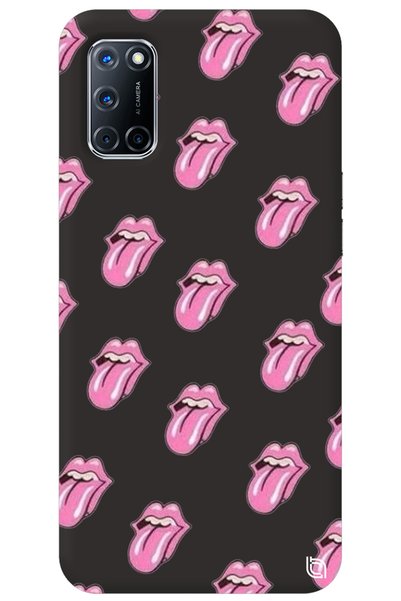 WANNA PROTECT Oppo A72 Black Colored Lips Intra-Lip Velvet Patterned Silicone...