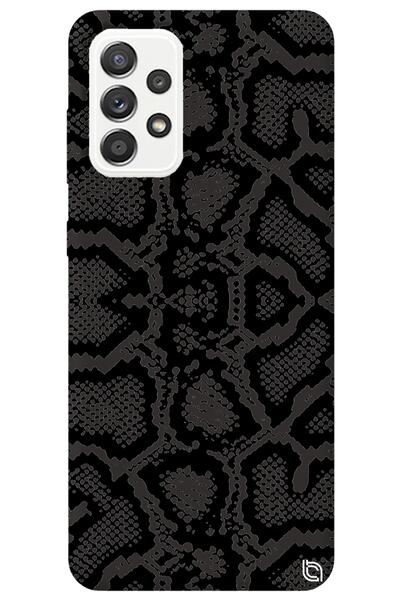 WANNA PROTECT Samsung Galaxy A72 Black Color Snake Skin Velvet Patterned Sili...