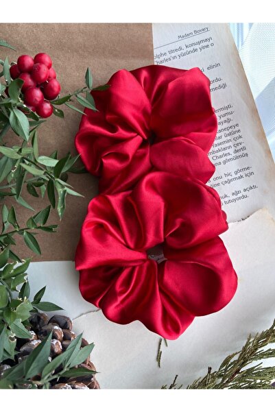 Donna Liberta Women's Set of 2 Satin Hair Rubber Buckles Red Buckle032