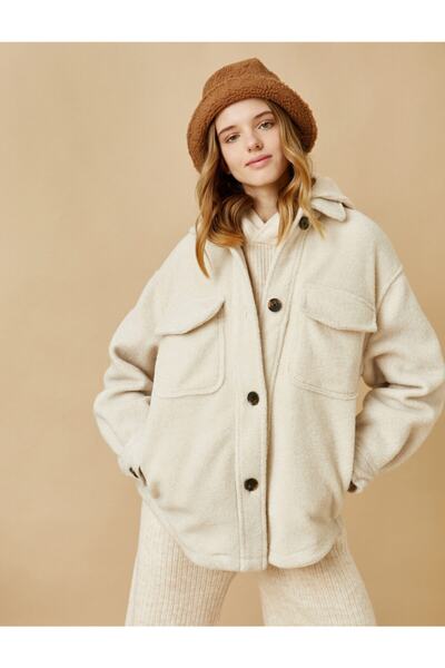 Koton Jachetă din cămașă cu buzunar din lână