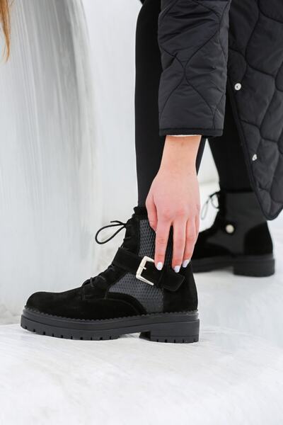 Rugano Zermis Doğal Deri Materyal Kauçuk Taban Siyah Renk Bot