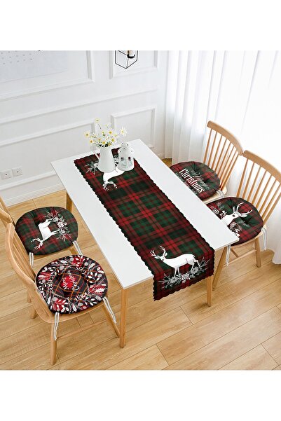 Realhomes Καρό δάπεδο Καλά Χριστούγεννα Σχεδιασμένο σετ με 4 στρογγυλά μαξιλά...