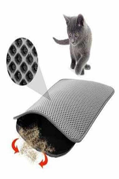 TİNEKE Elekli Kedi Tuvalet Önü Paspası 60x42 Cm Gri Kedi Paspası