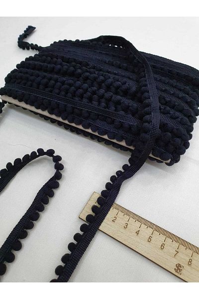Esteks Dantel ve Tekstil Aksesuarları Strip Pompom Black 5 Meters