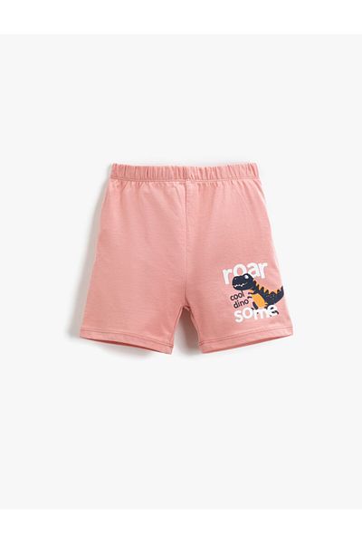 Koton Jungen-Shorts aus Baumwolle mit Dinosaurier-Aufdruck und elastischem Bund