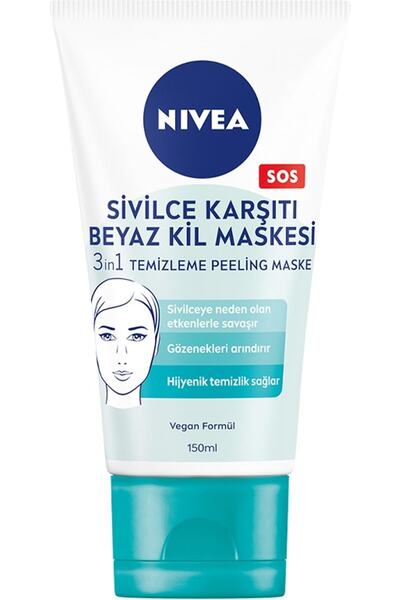 NIVEA Sivilce Karşıtı 3ü 1 Arada Beyaz Kil Maskesi 150ml