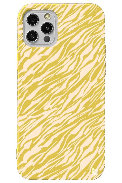 WANNA PROTECT iPhone 13 Pro Max Yellow Colored Lines Velvet Patterned Silicon...