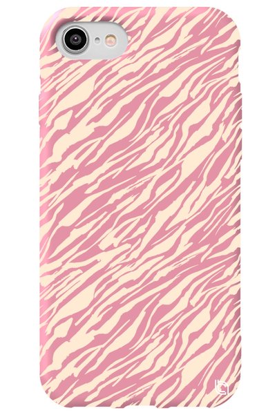 WANNA PROTECT iPhone 8 Pink Colored Lines Velvet Patterned Silicone Phone Case