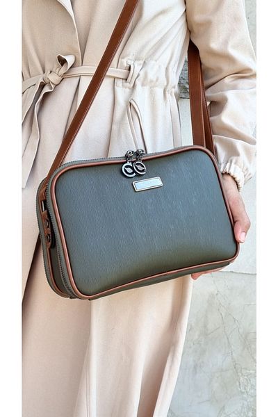 MEGA ÇANTA Geantă de umăr și crossbody verde cu 6 compartimente pentru femei Tm1312
