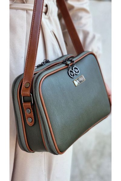 MEGA ÇANTA Geantă de umăr și crossbody verde cu 6 compartimente pentru femei Tm1312