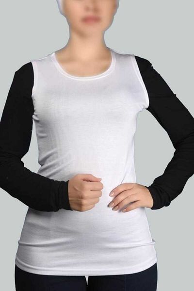 Altobeh Γυναικείο κορμάκι Zero Sleeve Crew Neck Lycra Combed Cotton - Λευκό