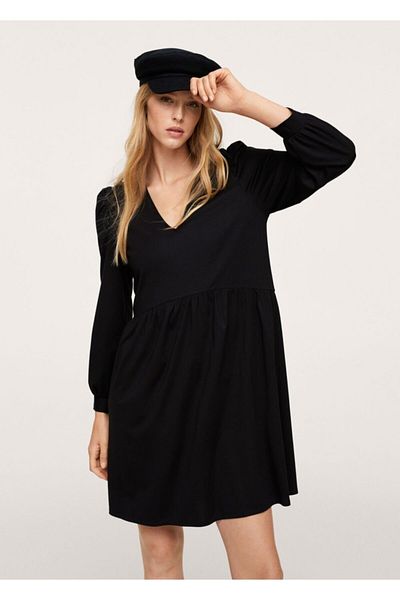 MANGO Woman Rochie tricotată cu mânecă balon