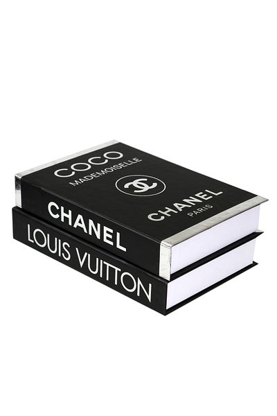 irayhomedecor 2 Pack Coco & Lv Black Silver Decorative Book Box