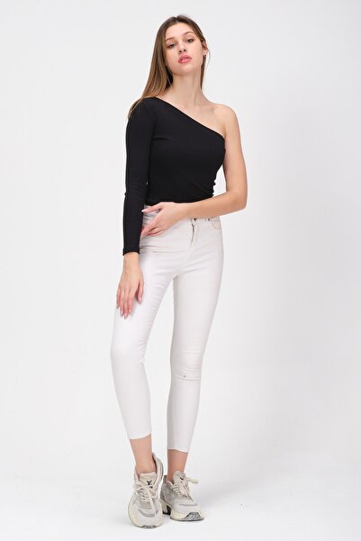 PUNKY CAT Women's Black Single Sleeve Knitted Blouse