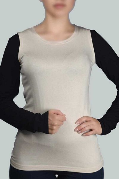Altobeh Γυναικείο κορμάκι Zero Sleeve Crew Neck Lycra Combed Cotton - Cream
