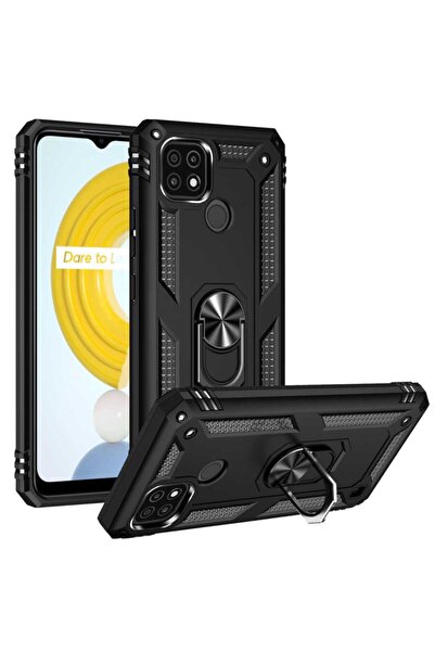 HopyKent Realme C21 Kılıf Ultra Koruyan Yüzüklü Stand Olan Mıknatıslı Silikon...