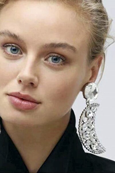 VS ACCESSORY Kristal Taşlı Ay Küpe